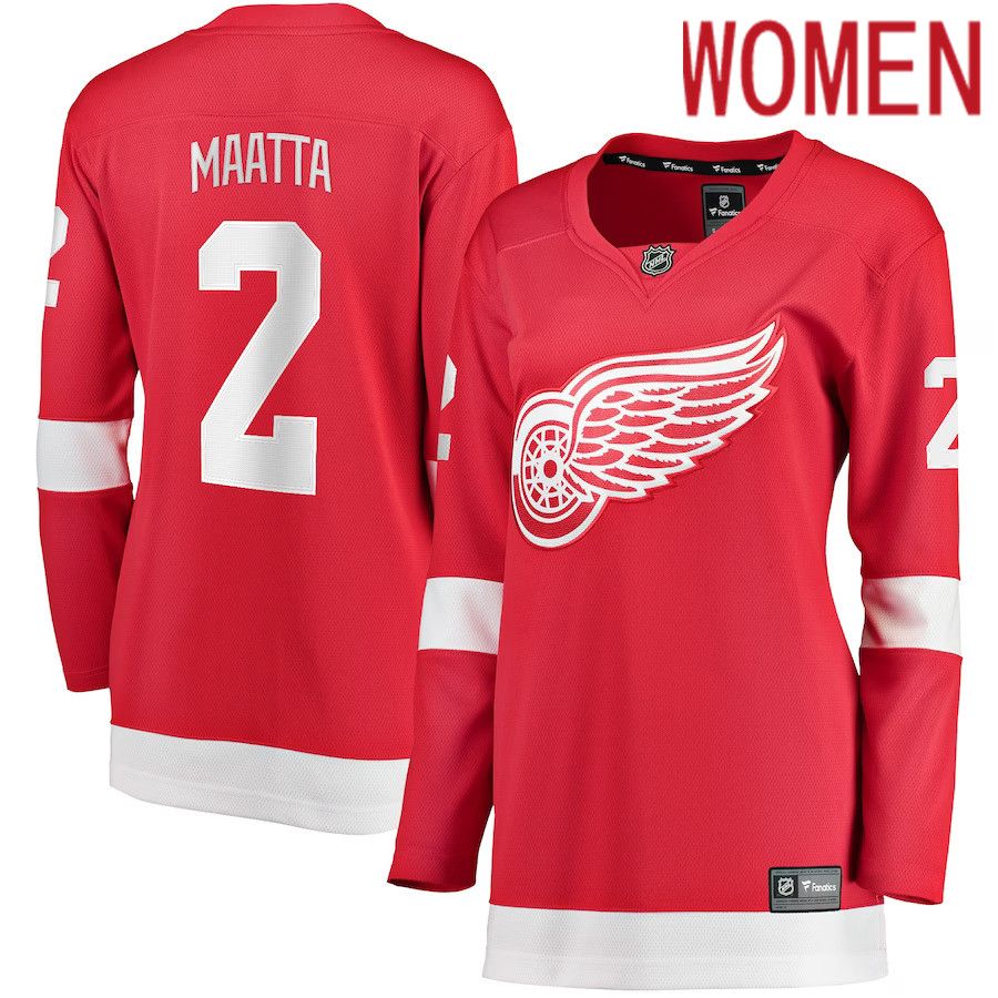 Women Detroit Red Wings 2 Olli Maatta Fanatics Branded Red Home Breakaway Player NHL Jersey